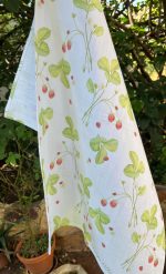 100% Cotton Slub Strawberries and Ladybugs Tea Towel
