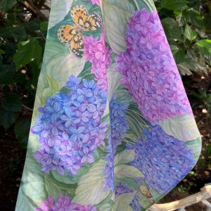 100 % Cotton Slub Hydrangeas and Butterflies Tea Towel