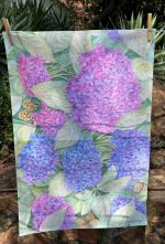 100 % Cotton Slub Hydrangeas and Butterflies Tea Towel - Image 2